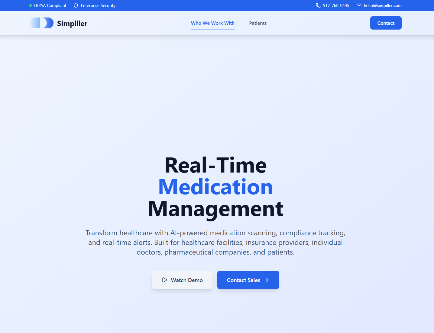 Simpiller Landing Page